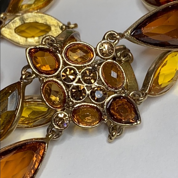 Vintage Costume Bracelet Amber Citrine Color - Picture 7 of 9